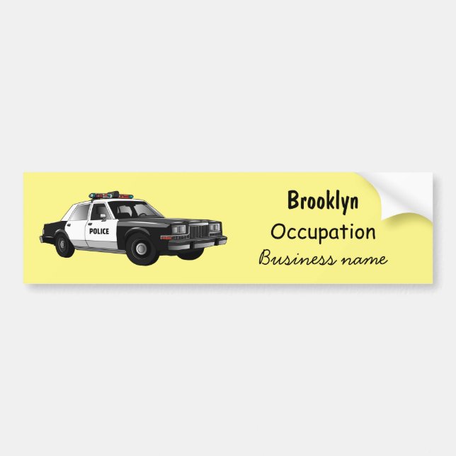 Police car cartoon illustration bumper sticker (Front)