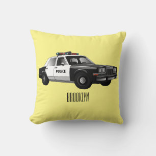 Police car cartoon illustration cushion