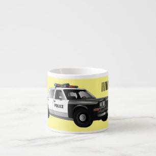 Police car cartoon illustration espresso cup
