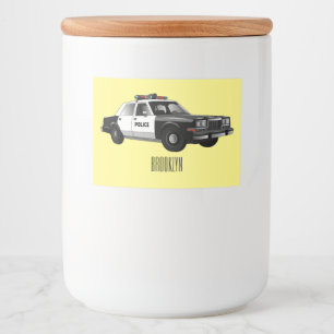 Police car cartoon illustration food label