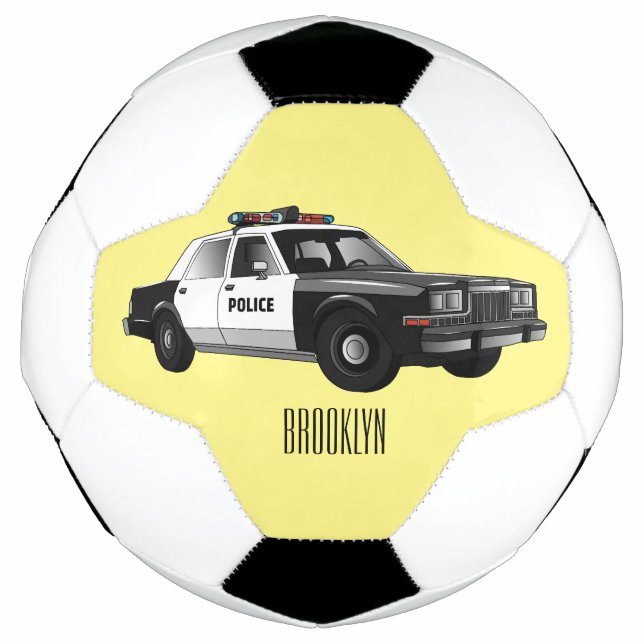 Police car cartoon illustration football (Front)