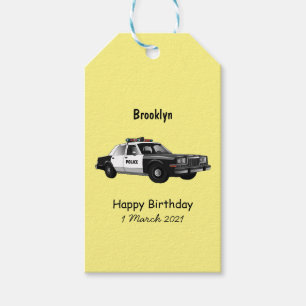 Police car cartoon illustration gift tags