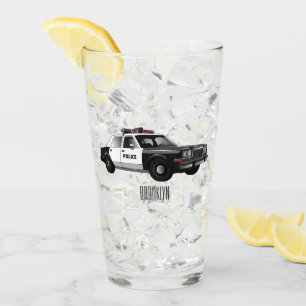 Police car cartoon illustration glass