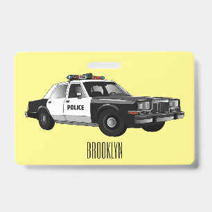 Police car cartoon illustration ID badge