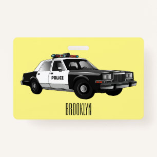 Police car cartoon illustration ID badge