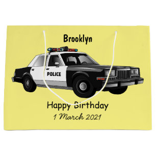 Police car cartoon illustration large gift bag