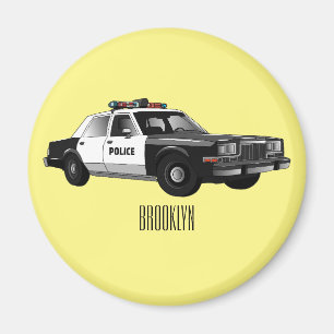 Police car cartoon illustration magnet