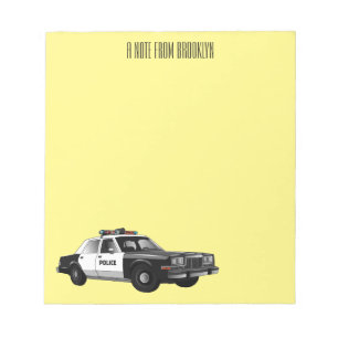 Police car cartoon illustration notepad