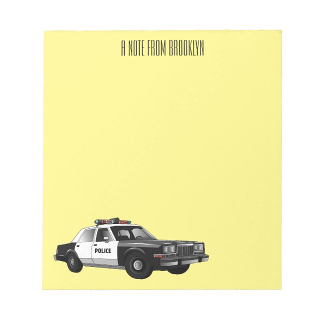 Police car cartoon illustration notepad (Front)