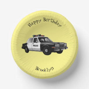 Police car cartoon illustration paper plate
