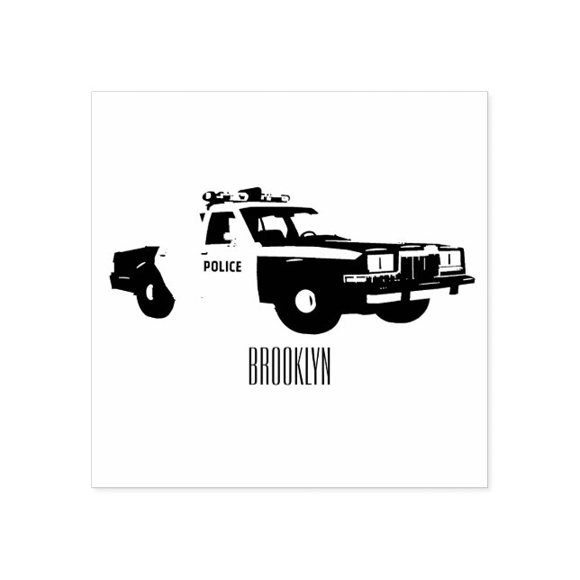 Police car cartoon illustration rubber stamp (Imprint)