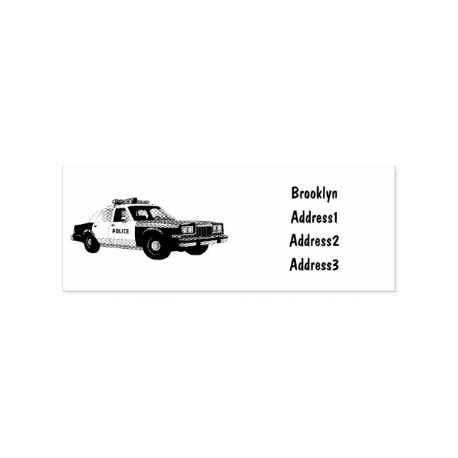Police car cartoon illustration rubber stamp (Imprint)