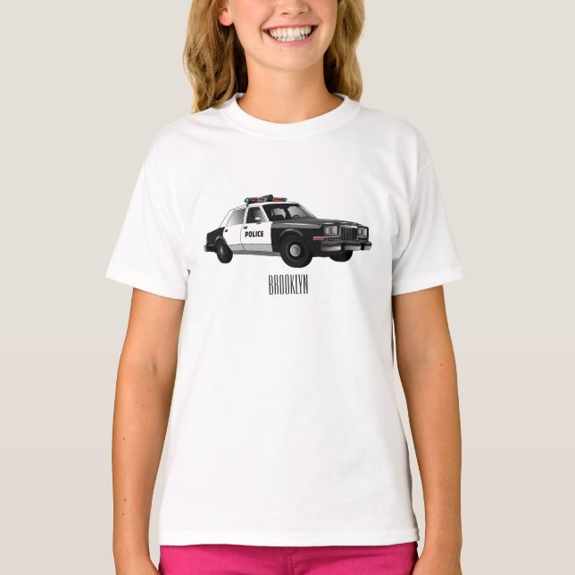Police car cartoon illustration T-Shirt (Front)