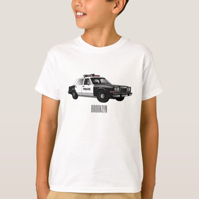 Police car cartoon illustration T-Shirt (Front)