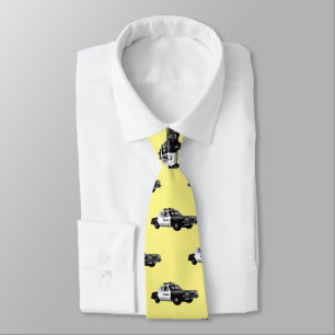 Police car cartoon illustration tie
