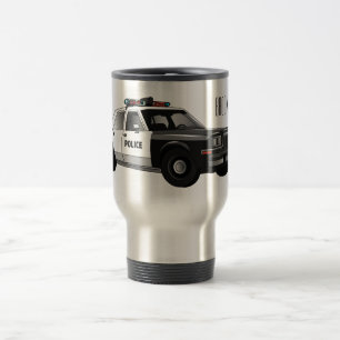 Police car cartoon illustration travel mug
