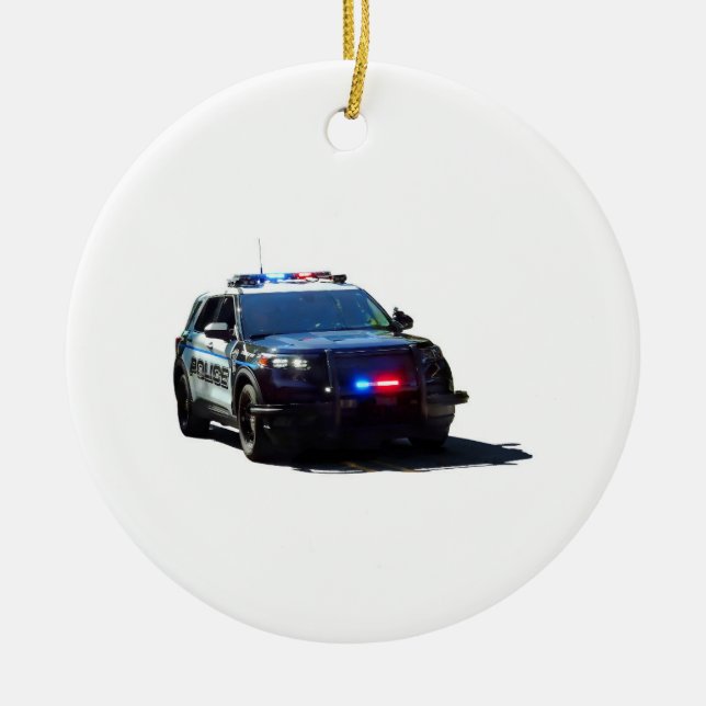 Police Car Ceramic Tree Decoration (Front)