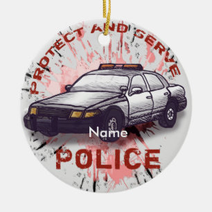 Police Car  Ceramic Tree Decoration