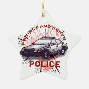 Police Car Ceramic Tree Decoration