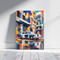Police Car Cubism Canvas Print