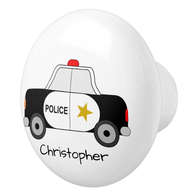 Police Car Design Personalised Ceramic Knob (Right)