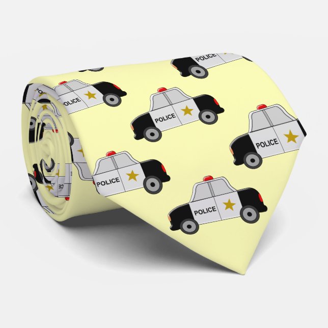 Police Car Design Tie (Rolled)