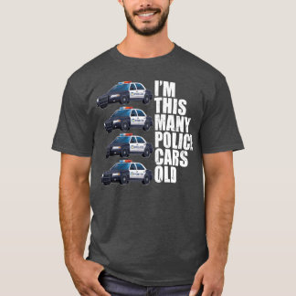 Police Car For Boys 4th Birthday 4 Year Old Party T-Shirt