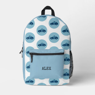 Police Car Personalised Kids Backpack Thin Blue