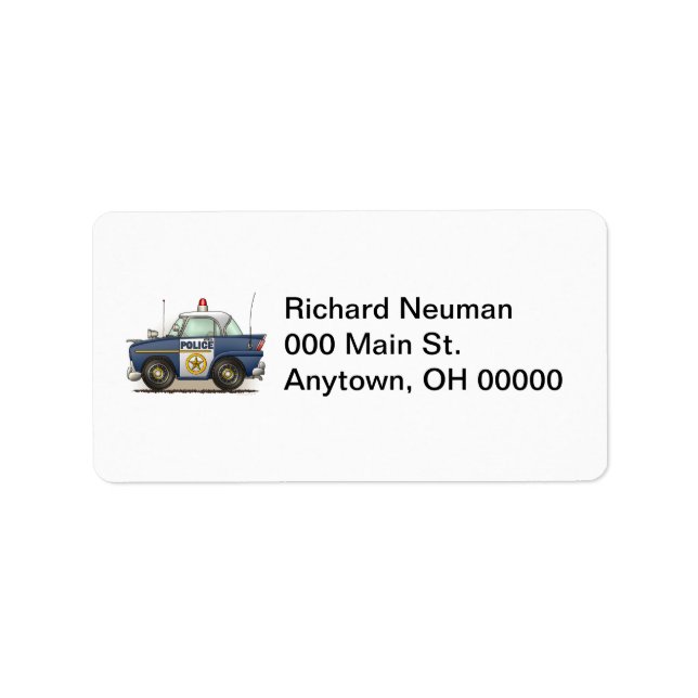 Police Car Police Crusier Cop Car Address Label (Front)