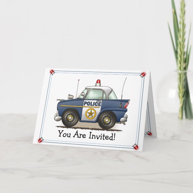Police Car Police Crusier Cop Car Party Invitation (Front)