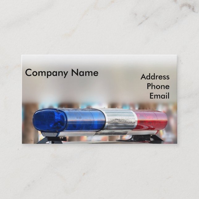 Police Car Red Blue Siren Light Business Card (Front)