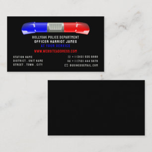 Police Car Siren, Police Officer, Law Enforcement Business Card