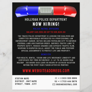 Police Car Siren, Police Officer Law Recruitment Flyer