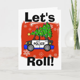 Police Car with Christmas Tree Card Customise It!