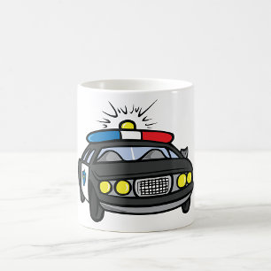 Police Car with Flashing Siren Lights Coffee Mug