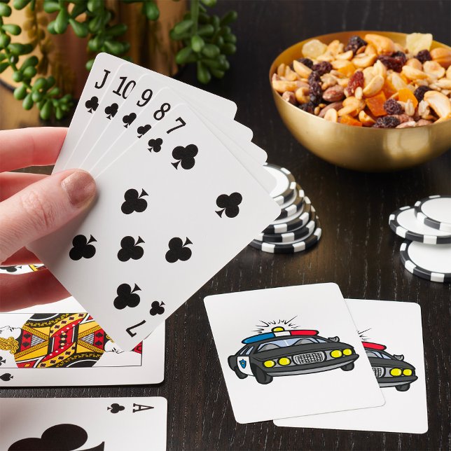 Police Car with Flashing Siren Lights Playing Cards (Creator Uploaded)