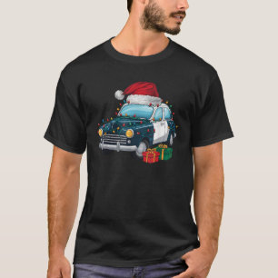 Police Car Xmas Lighting Santa Hat Police Car Chri T-Shirt