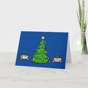 Police Cars Around Christmas Tree Greeting Card