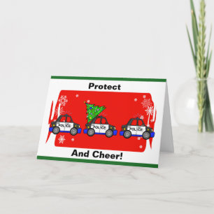 Police Cars & Tree Christmas Card