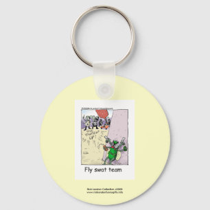 Police Cartoon Fly Swat Team On A Funny Key Chain
