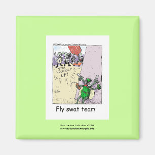 Police Cartoon Fly Swat Team On A Novelty Magnet