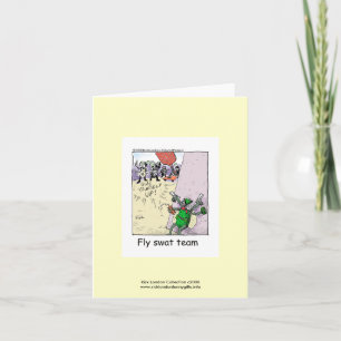 Police Cartoon Fly Swat Team On Greeting Card