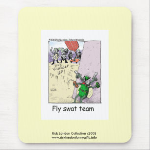 Police Cartoon Fly Swat Team On Quality Mouse Pad
