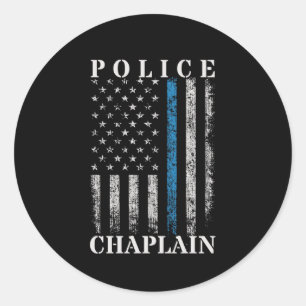 Police Chaplain American Flag Classic Round Sticker