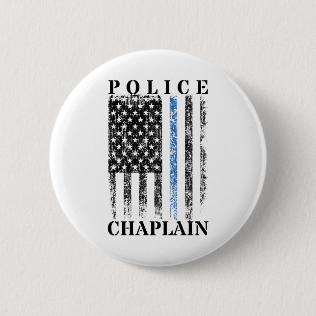 Police Chaplain American USA Flag 6 Cm Round Badge (Front)