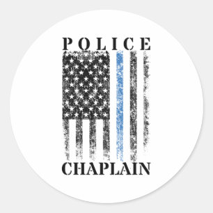 Police Chaplain American USA Flag Classic Round Sticker