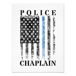 Police Chaplain American USA Flag Photo Print