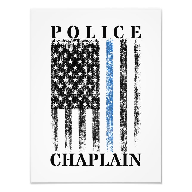 Police Chaplain American USA Flag Photo Print (Front)