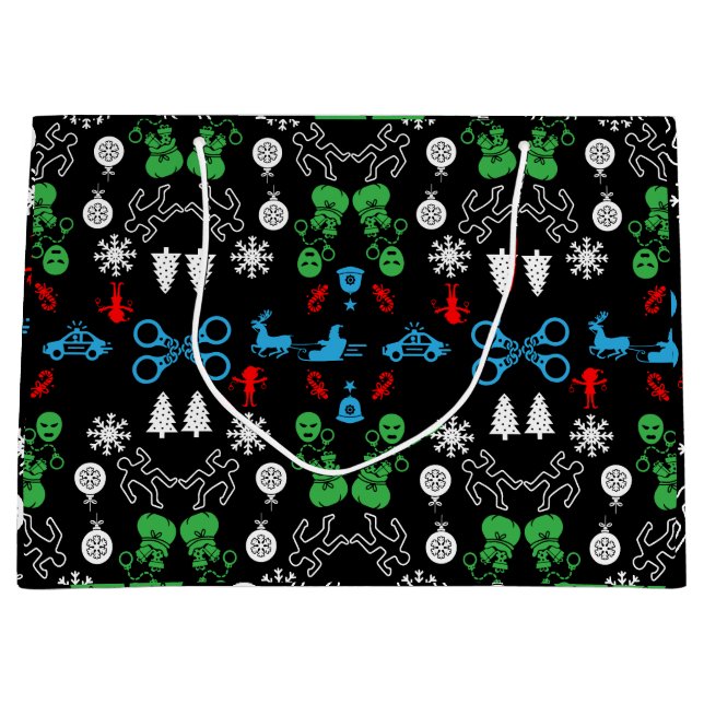 Police Christmas Decorative Large Gift Bag (Front)