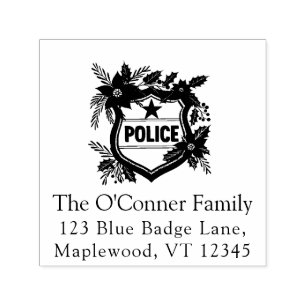 Police Christmas Elegant Holiday Return Address Self-inking Stamp